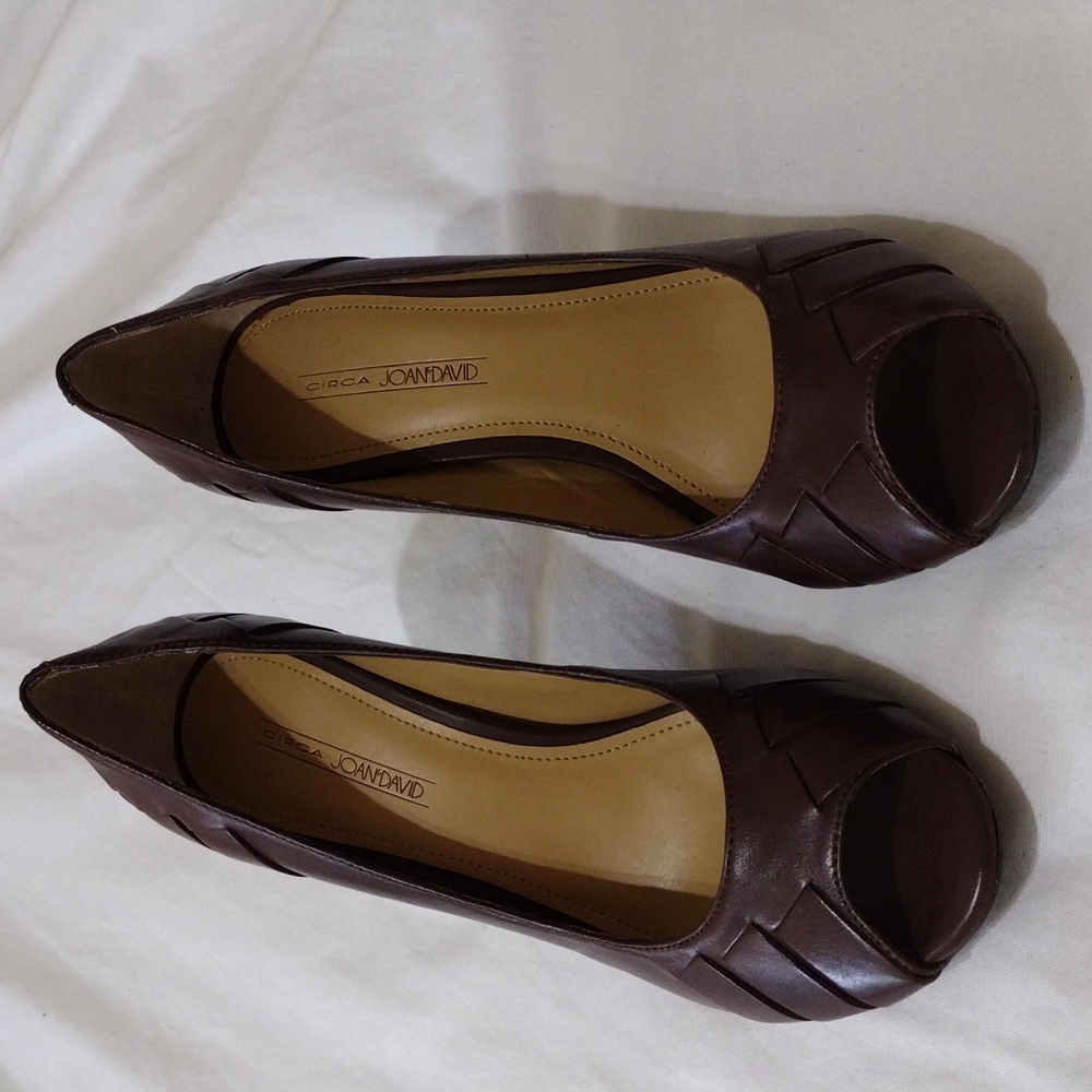 Joan & David Women |Sz 9M Brown Leather Pumps Shoes 4”